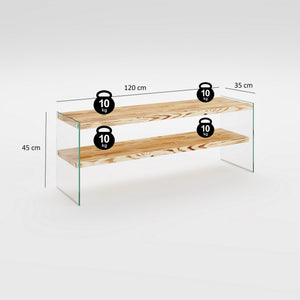 Έπιπλο Τηλεόρασης Pefkofyto Δρυς 120x35x45 εκ. Μασίφ Ξύλου