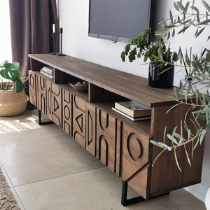 Σύνθεση Τηλεόρασης Rodochori Καρυδί 170x30x40 εκ. Μασίφ Ξύλου