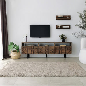 Σύνθεση Τηλεόρασης Rodochori Καρυδί 170x30x40 εκ. Μασίφ Ξύλου