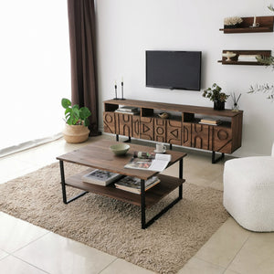 Σύνθεση Τηλεόρασης Rodochori Καρυδί 170x30x40 εκ. Μασίφ Ξύλου