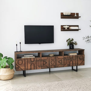 Σύνθεση Τηλεόρασης Rodochori Καρυδί 170x30x40 εκ. Μασίφ Ξύλου