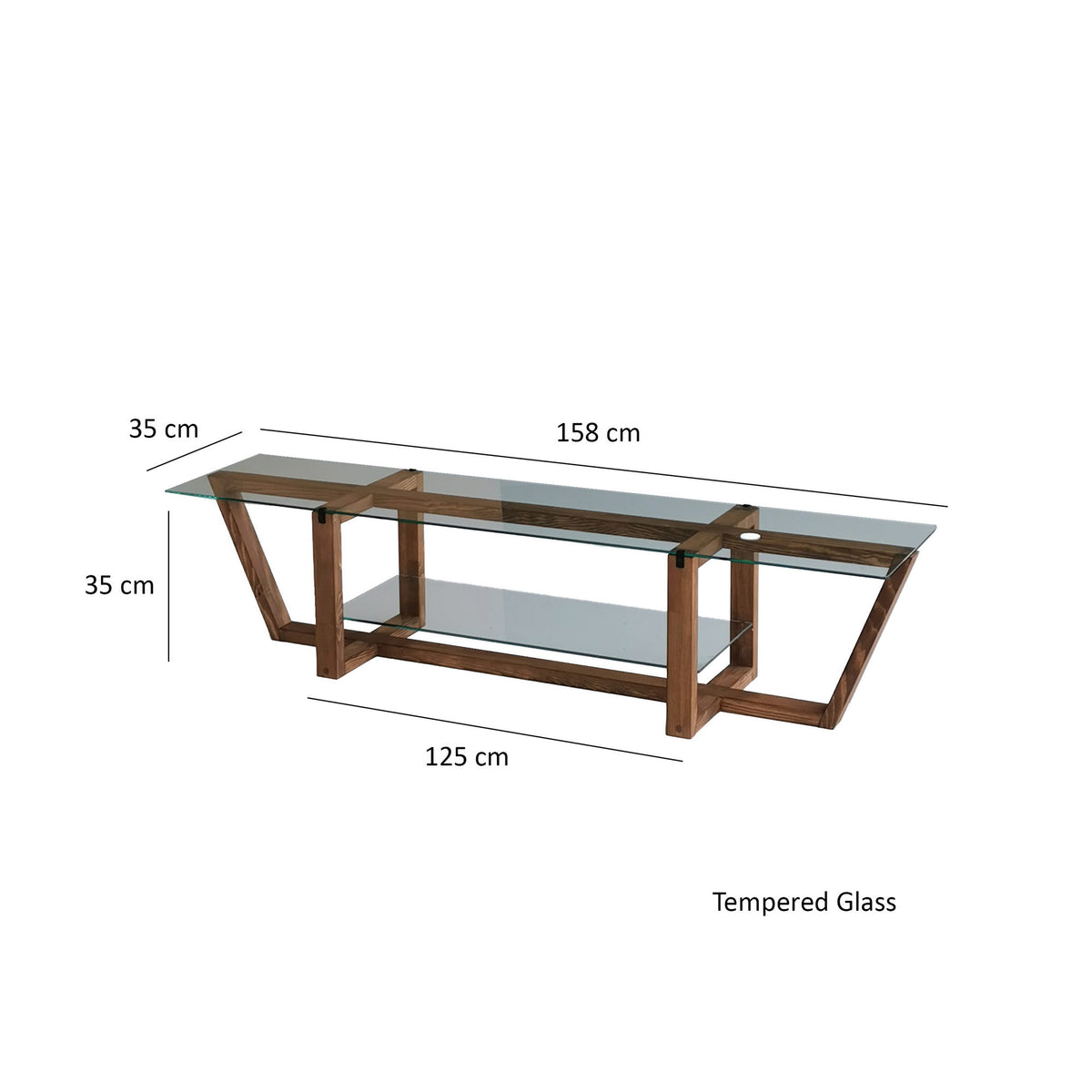 Έπιπλο Τηλεόρασης Kannaviou Γυάλινο Καρυδί 158x35x35 εκ. - Pakobazaar