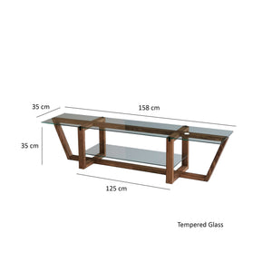 Έπιπλο Τηλεόρασης Kannaviou Γυάλινο Καρυδί 158x35x35 εκ. - Pakobazaar
