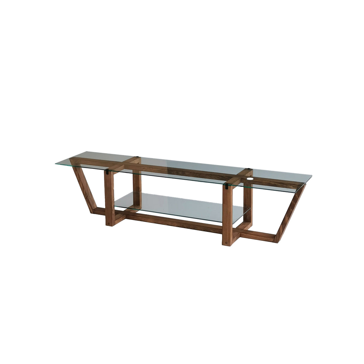 Έπιπλο Τηλεόρασης Kannaviou Γυάλινο Καρυδί 158x35x35 εκ. - Pakobazaar