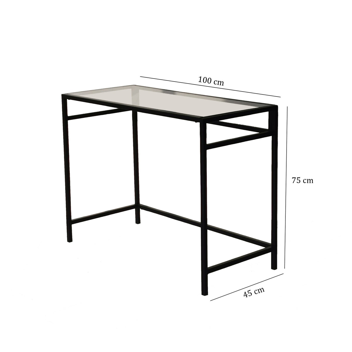 Γραφείο Platanorevma Γυάλινο Μαύρο 100x45x75 εκ.