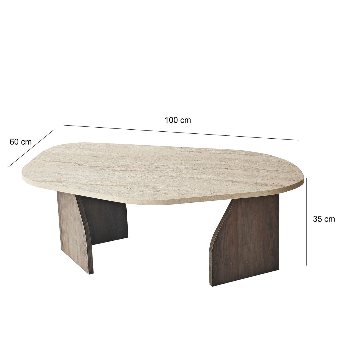 Τραπεζάκι Σαλονιού Vagia Travertine - Καρυδί 100x60x35 εκ. Μελαμίνης