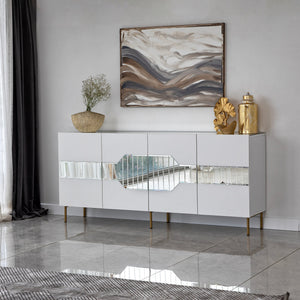 Κονσόλα Plastira Λευκό - Χρυσό 180x40x80 εκ. Μελαμίνης - Pakobazaar