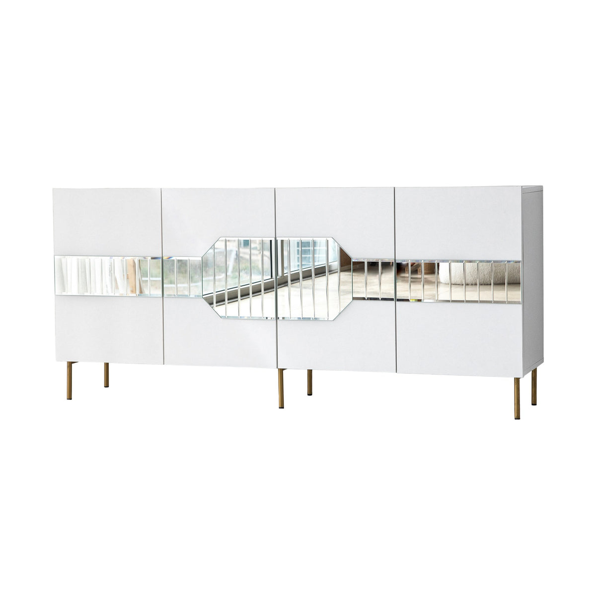 Κονσόλα Plastira Λευκό - Χρυσό 180x40x80 εκ. Μελαμίνης - Pakobazaar