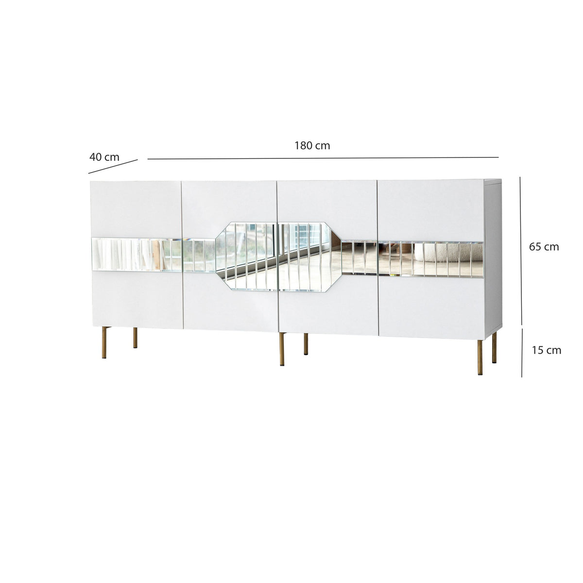 Κονσόλα Plastira Λευκό - Χρυσό 180x40x80 εκ. Μελαμίνης - Pakobazaar