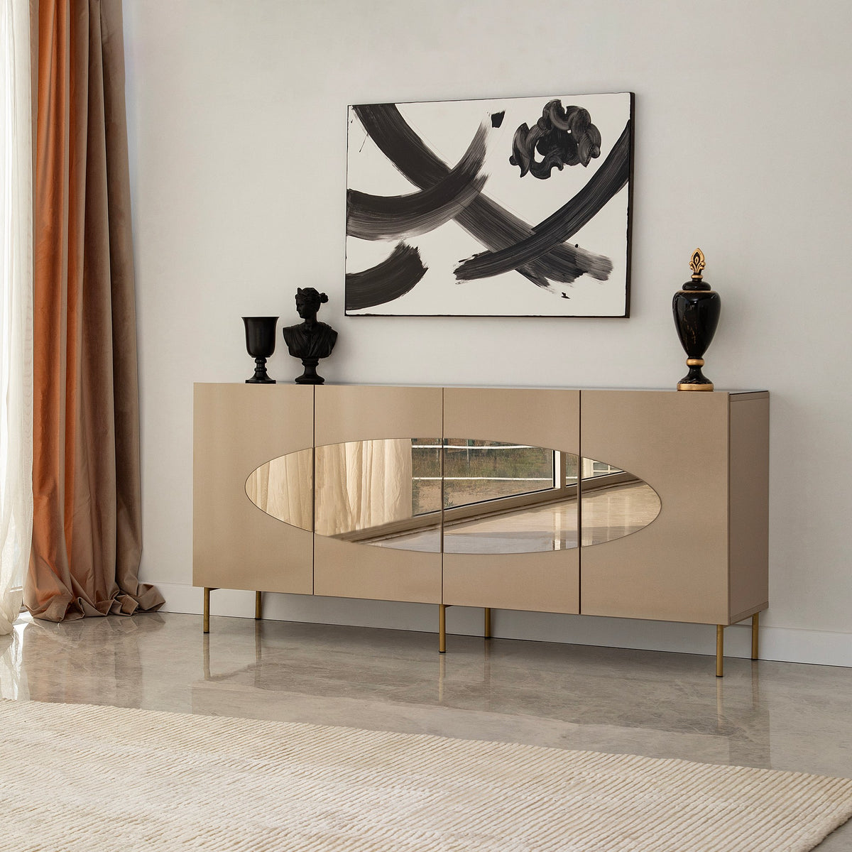 Κονσόλα Polykastro Μπρονζέ - Χρυσό 180x40x80 εκ. MDF
