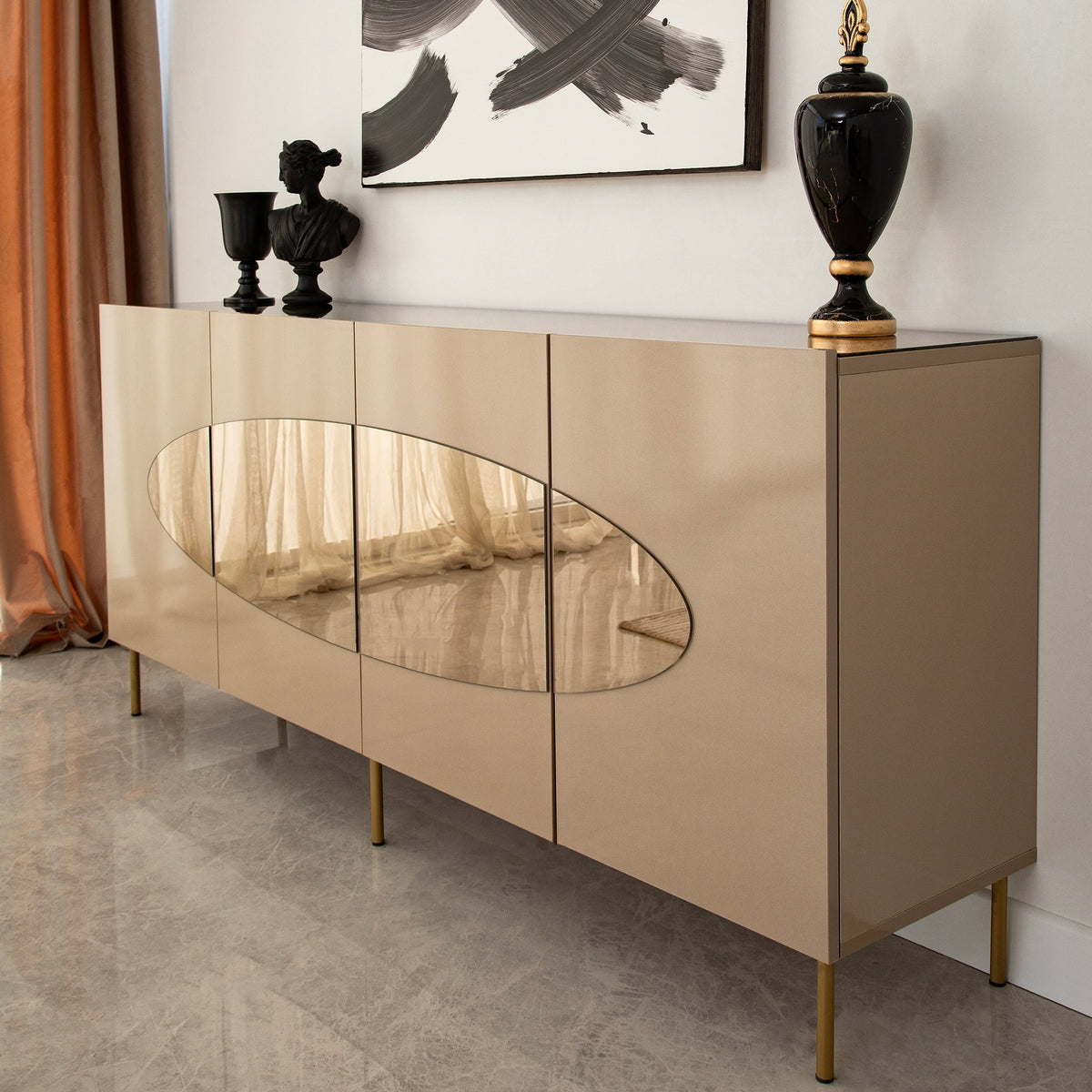 Κονσόλα Polykastro Μπρονζέ - Χρυσό 180x40x80 εκ. MDF