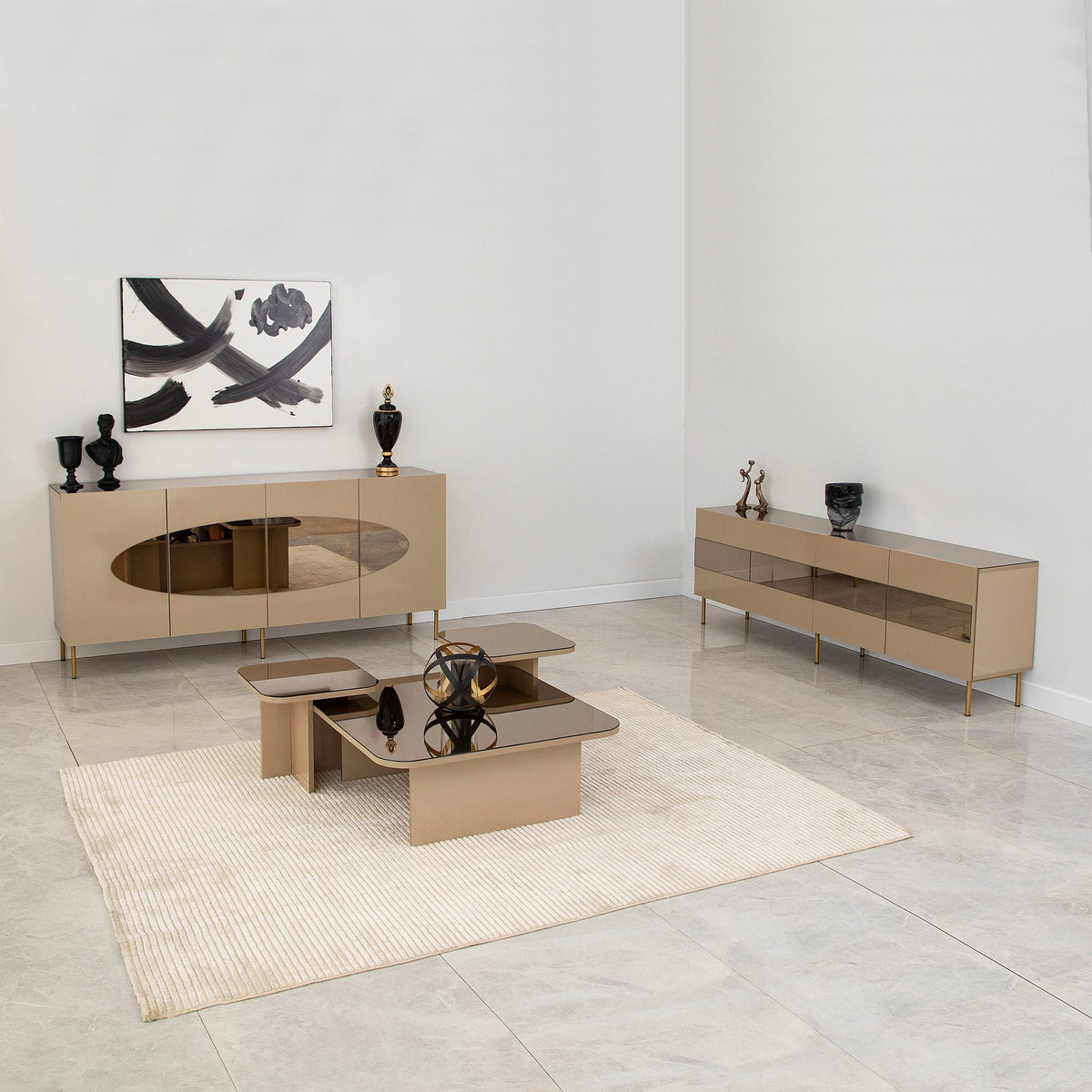 Κονσόλα Polykastro Μπρονζέ - Χρυσό 180x40x80 εκ. MDF