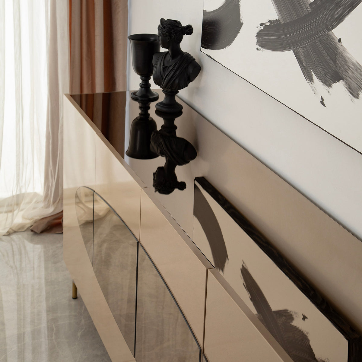 Κονσόλα Polykastro Μπρονζέ - Χρυσό 180x40x80 εκ. MDF