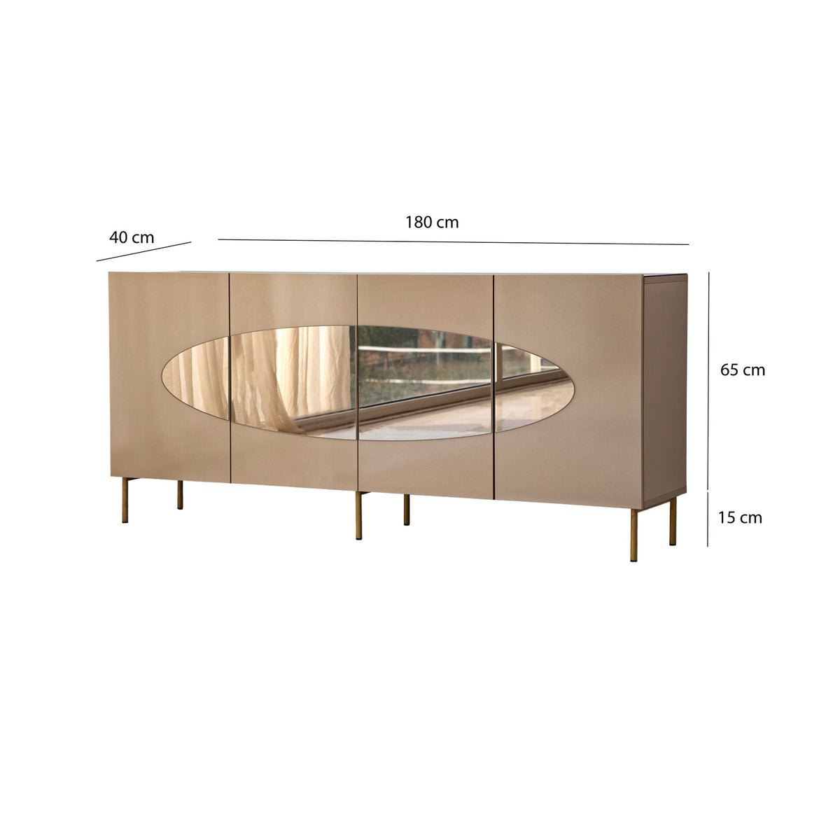 Κονσόλα Polykastro Μπρονζέ - Χρυσό 180x40x80 εκ. MDF