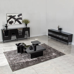 Κονσόλα Plevroma Μαύρο - Φιμέ 180x40x80 εκ. Μελαμίνης - Pakobazaar