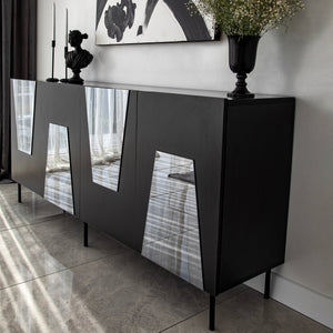 Κονσόλα Plevroma Μαύρο - Φιμέ 180x40x80 εκ. Μελαμίνης - Pakobazaar