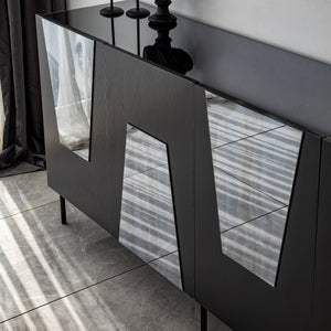 Κονσόλα Plevroma Μαύρο - Φιμέ 180x40x80 εκ. Μελαμίνης - Pakobazaar