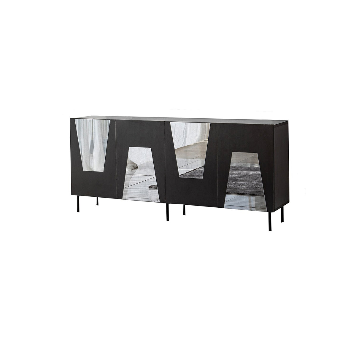 Κονσόλα Plevroma Μαύρο - Φιμέ 180x40x80 εκ. Μελαμίνης - Pakobazaar