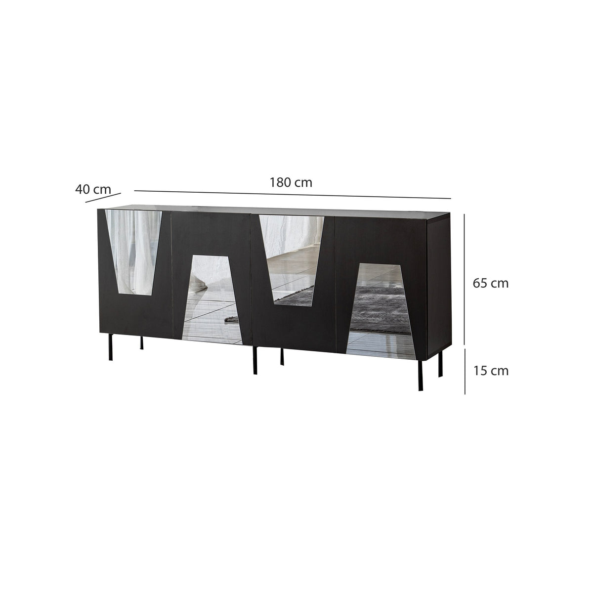 Κονσόλα Plevroma Μαύρο - Φιμέ 180x40x80 εκ. Μελαμίνης - Pakobazaar