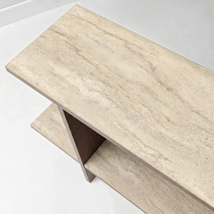 Βοηθητικό Τραπεζάκι Palaiopyrgos Travertine - Καρυδί 80x30x55 εκ. Μελαμίνης
