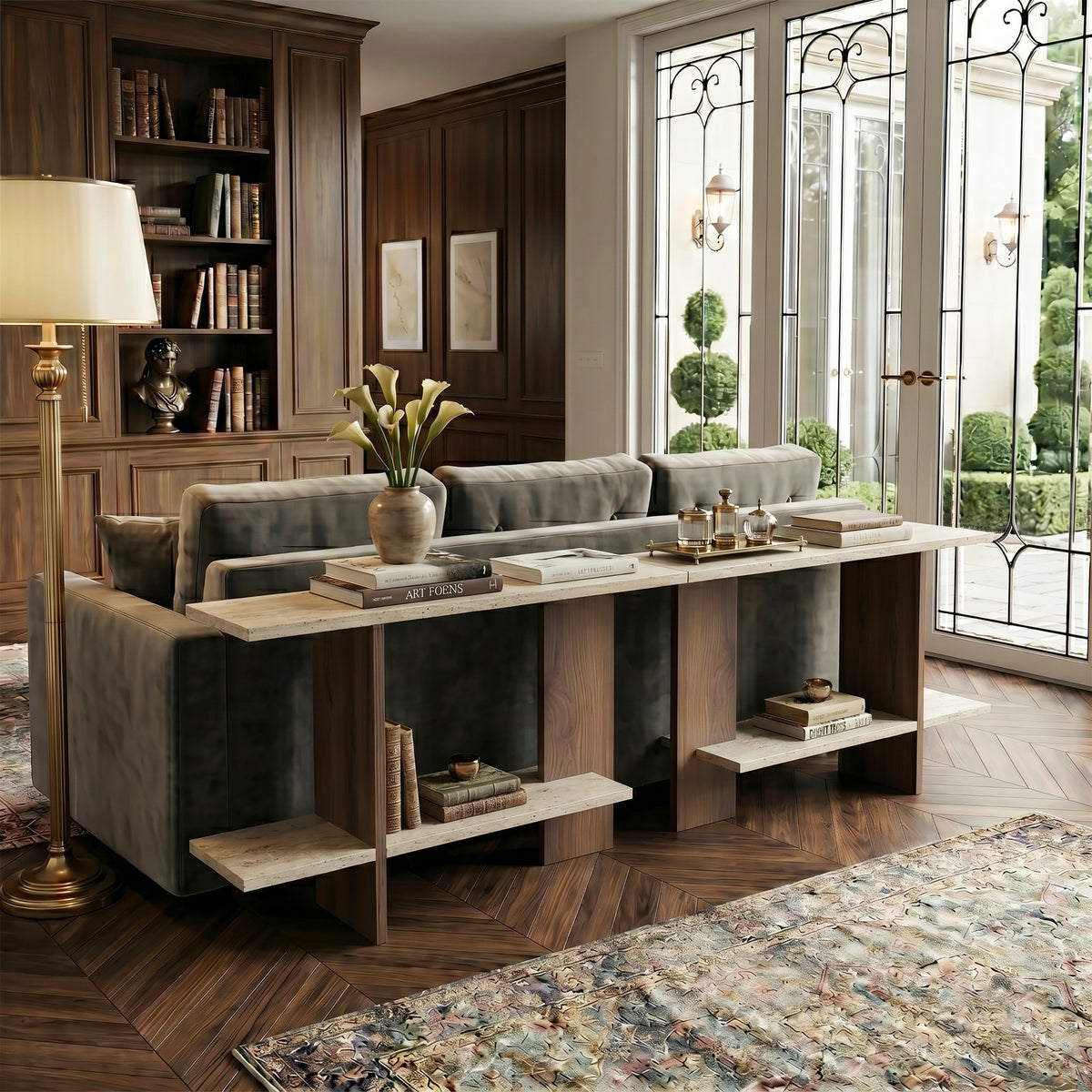 Βοηθητικό Τραπεζάκι Palaiopyrgos Travertine - Καρυδί 80x30x55 εκ. Μελαμίνης