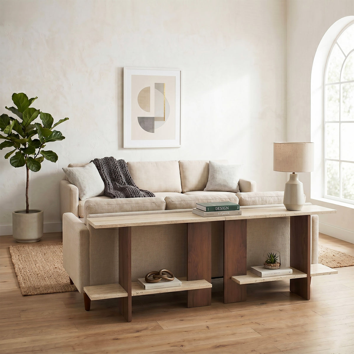 Βοηθητικό Τραπεζάκι Palaiopyrgos Travertine - Καρυδί 80x30x55 εκ. Μελαμίνης