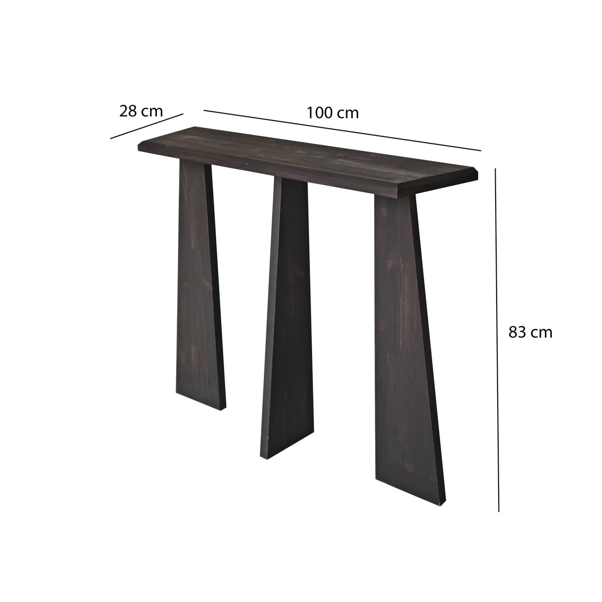 Συρταριέρα Pisoderi Ανθρακί 100x28x83 εκ. Μασίφ Ξύλου