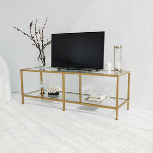 Έπιπλο Τηλεόρασης Keri Γυάλινο Χρυσό 130x40x45 εκ. Μετάλλου