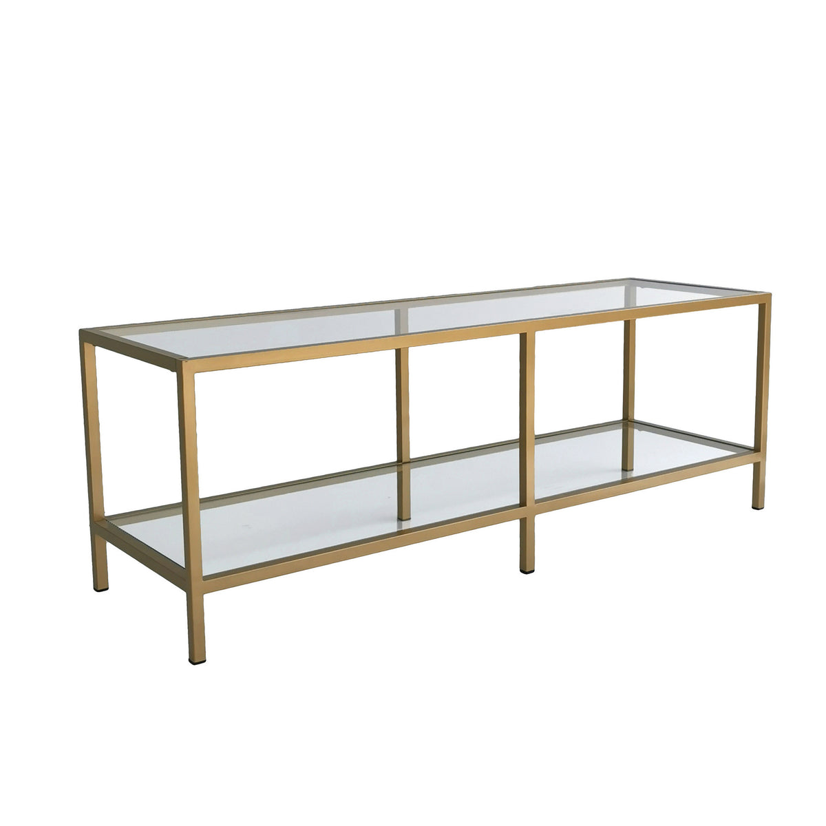 Έπιπλο Τηλεόρασης Keri Γυάλινο Χρυσό 130x40x45 εκ. Μετάλλου