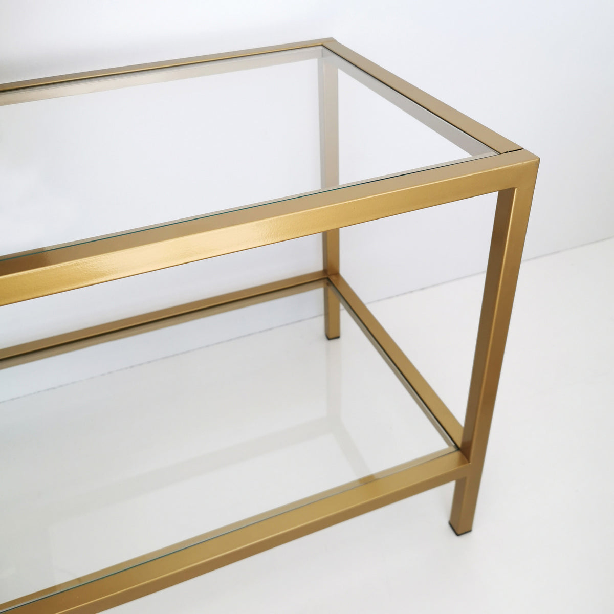 Έπιπλο Τηλεόρασης Keri Γυάλινο Χρυσό 130x40x45 εκ. Μετάλλου
