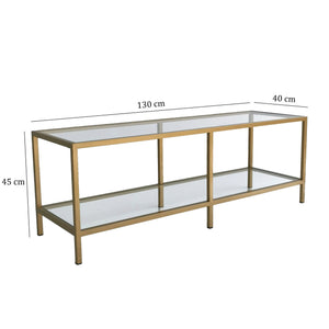 Έπιπλο Τηλεόρασης Keri Γυάλινο Χρυσό 130x40x45 εκ. Μετάλλου