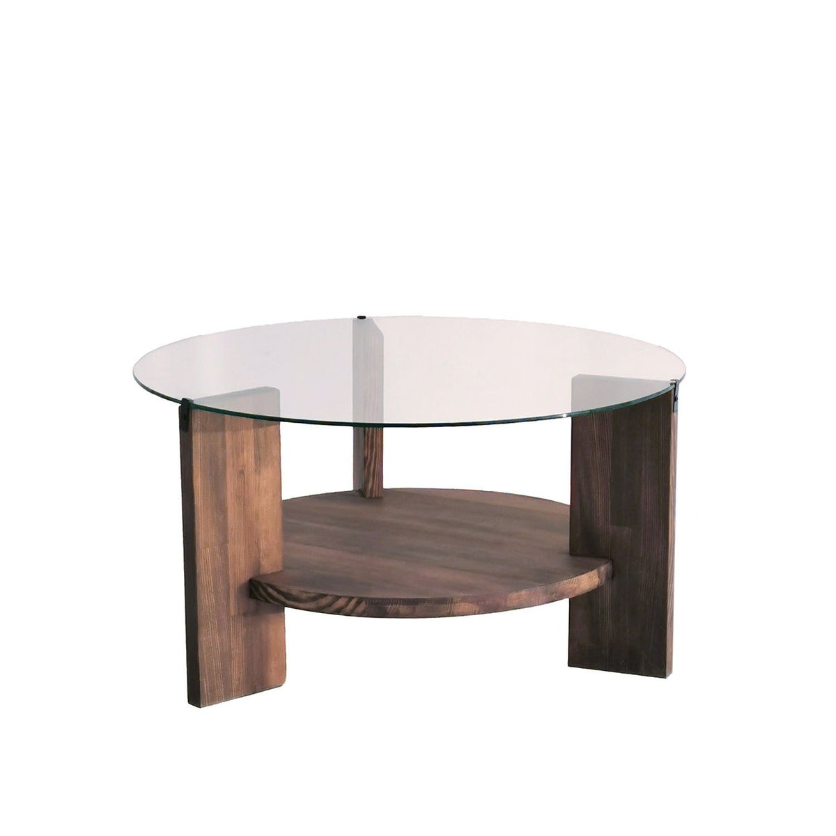 Τραπεζάκι Σαλονιού Choulou Γυάλινο Καρυδί 75x75x40 εκ. Μασίφ Ξύλου