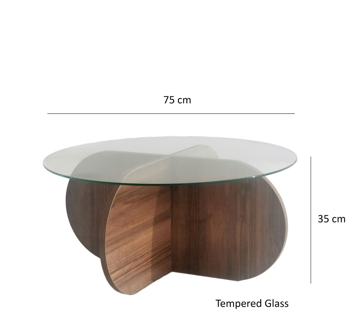 Τραπεζάκι Σαλονιού Doxa Γυάλινο Καρυδί 75x75x35 εκ. Μελαμίνης