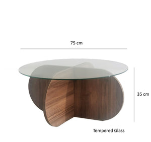Τραπεζάκι Σαλονιού Doxa Γυάλινο Καρυδί 75x75x35 εκ. Μελαμίνης
