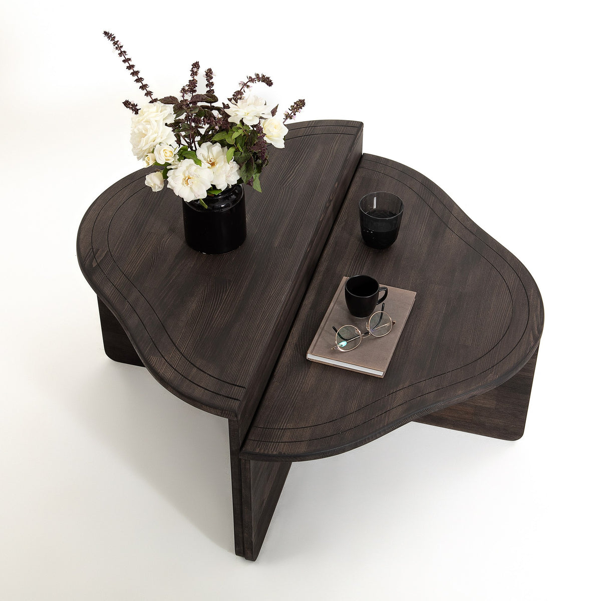Τραπεζάκια Σαλονιού Σετ 2τμχ Lechonia Ανθρακί 90x45x40 εκ. Μασίφ Ξύλου - Pakobazaar