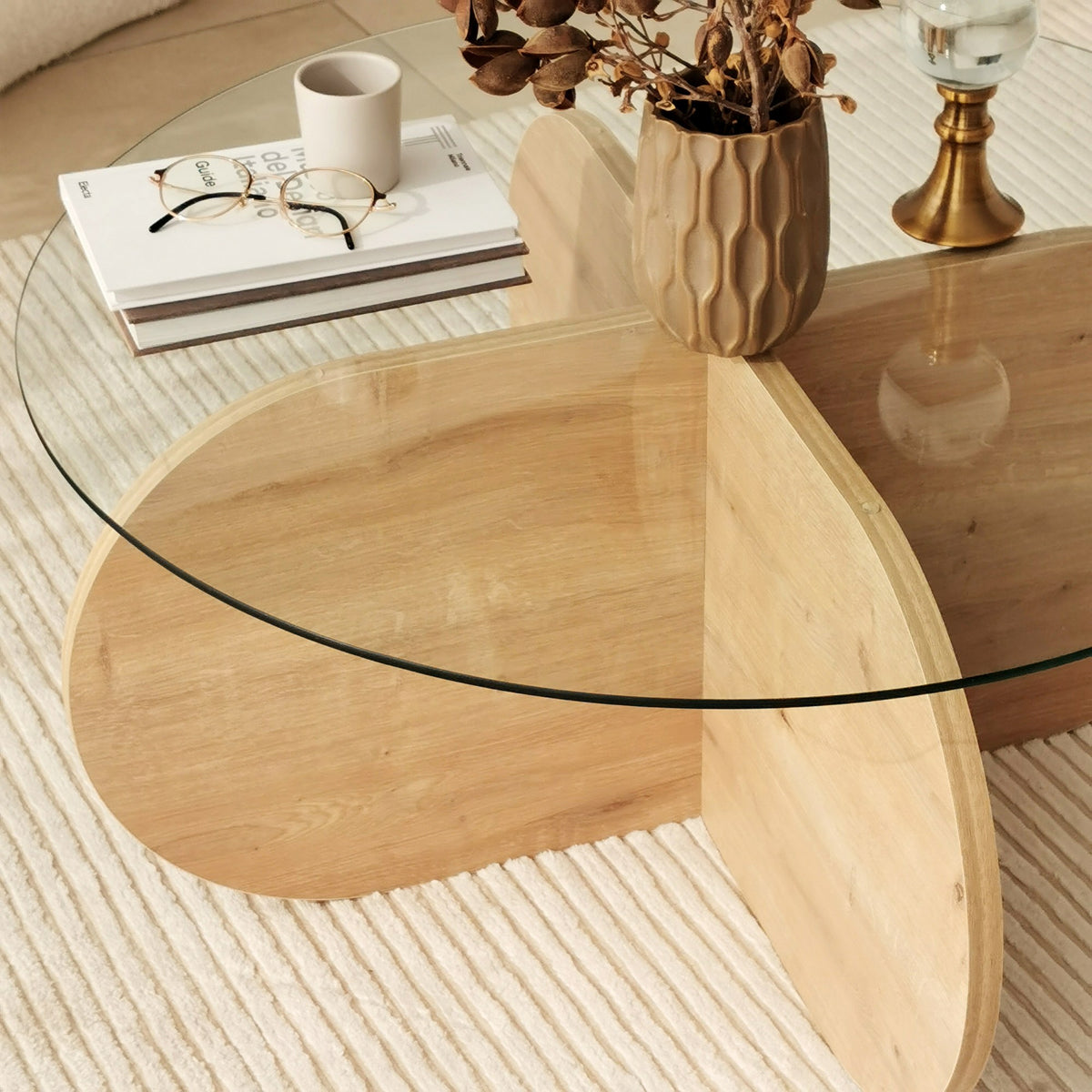 Τραπεζάκι Σαλονιού Doxa Γυάλινο Δρυς Sapphire 75x75x35 εκ. Μελαμίνης