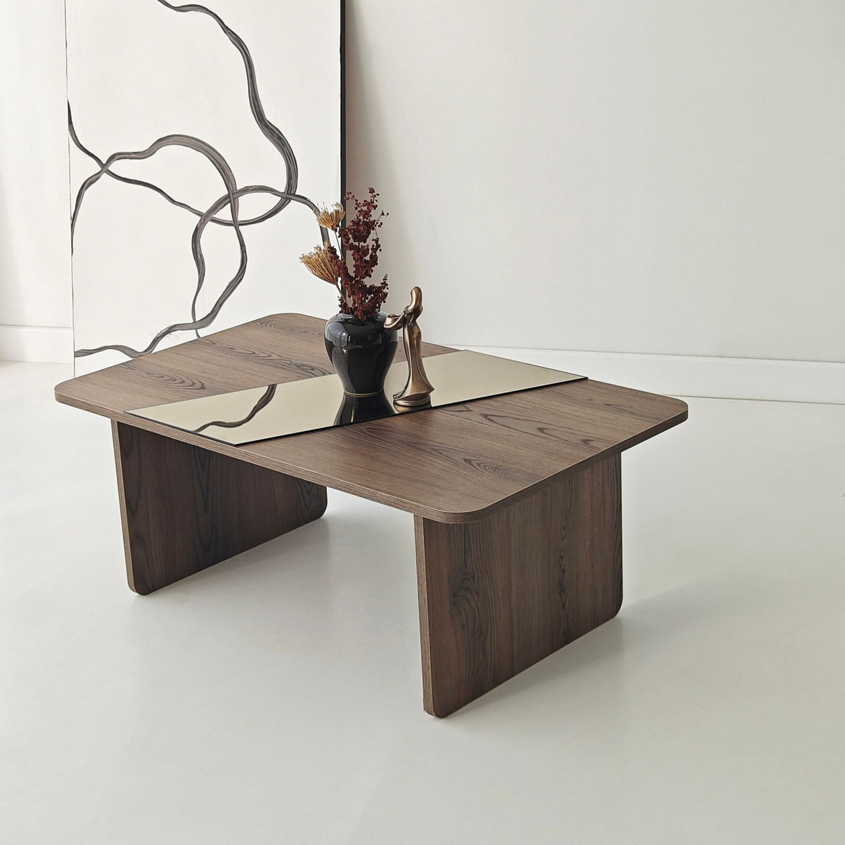Τραπεζάκι Σαλονιού Ypsonas Μπρονζέ - Καρυδί 100x60x40 εκ. Μελαμίνης