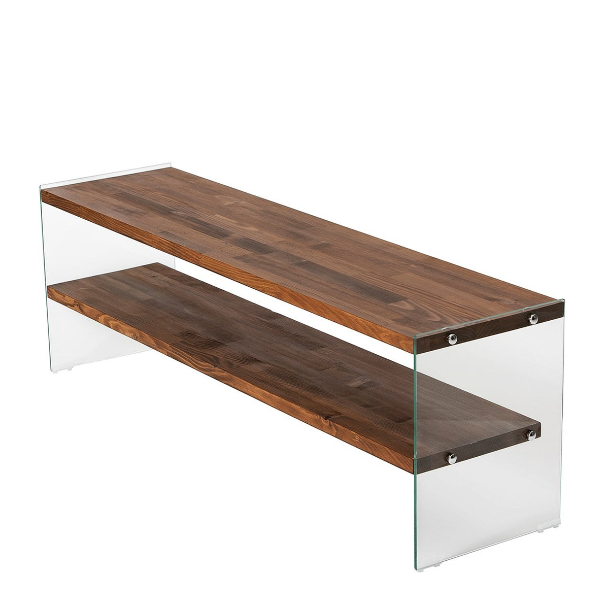 Έπιπλο Τηλεόρασης Korthi Γυάλινο Φυσικό 140x35x45 εκ. Μασίφ Ξύλου