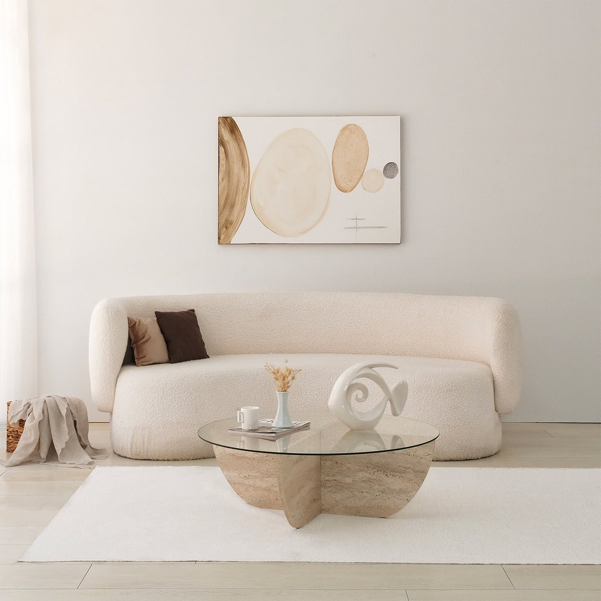 Τραπεζάκι Σαλονιού Andros Travertine 90x90x30 εκ. Μελαμίνης
