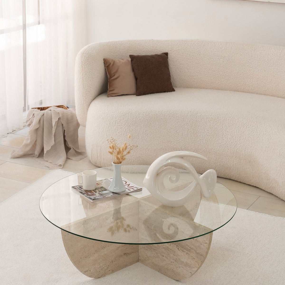 Τραπεζάκι Σαλονιού Andros Travertine 90x90x30 εκ. Μελαμίνης