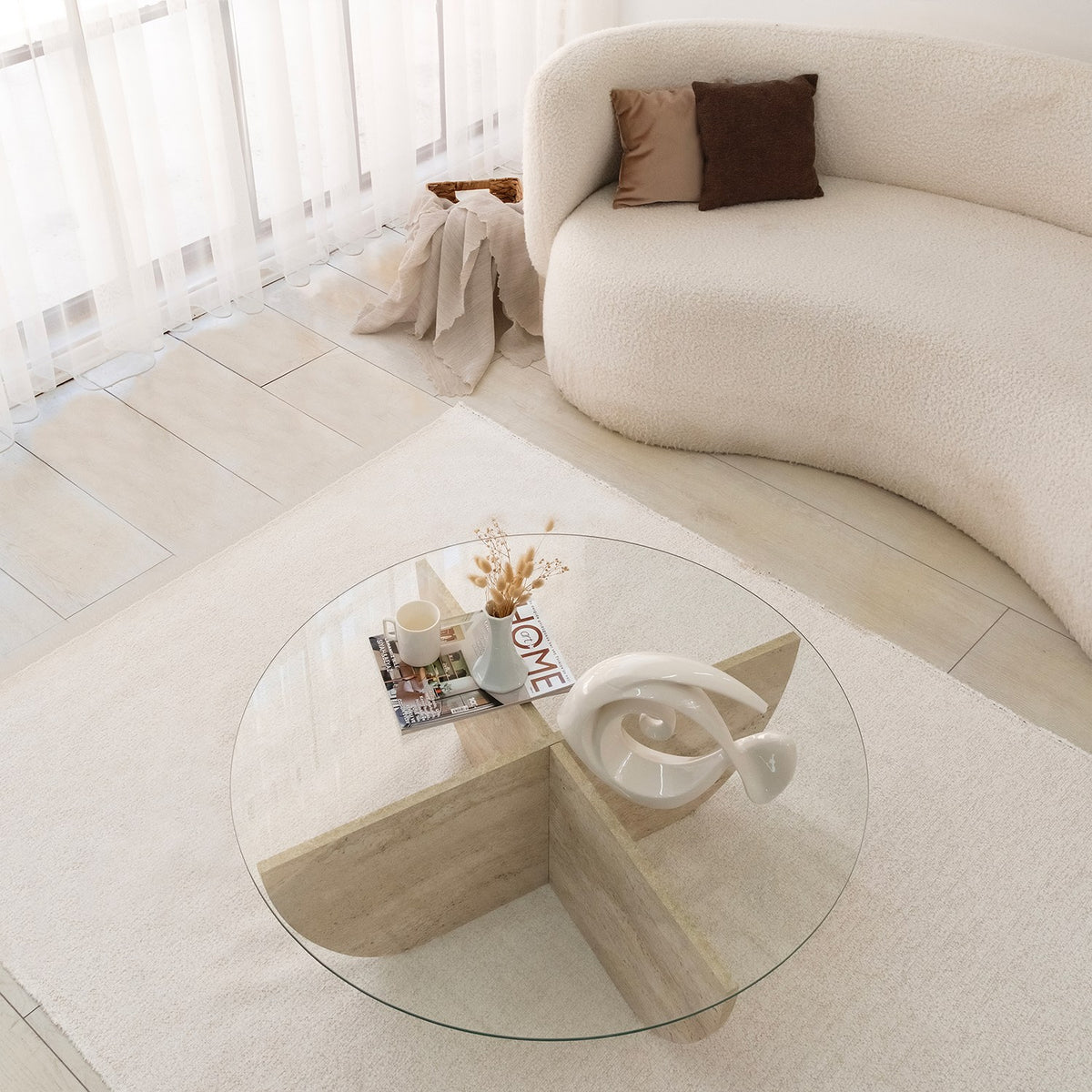 Τραπεζάκι Σαλονιού Andros Travertine 90x90x30 εκ. Μελαμίνης