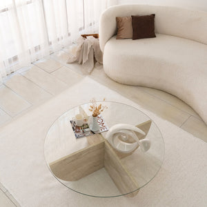 Τραπεζάκι Σαλονιού Andros Travertine 90x90x30 εκ. Μελαμίνης