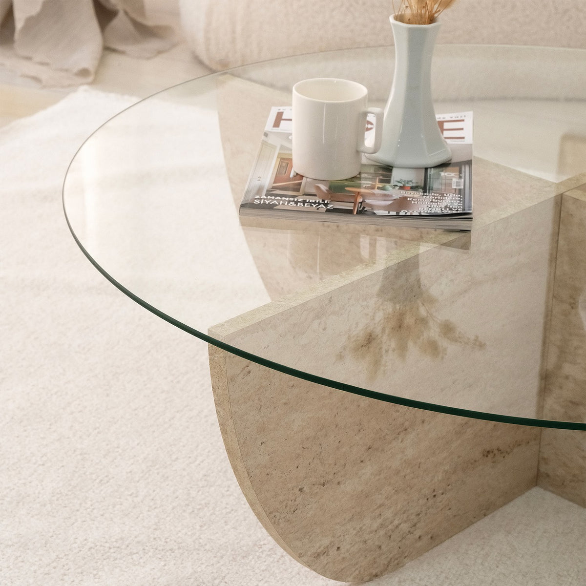 Τραπεζάκι Σαλονιού Andros Travertine 90x90x30 εκ. Μελαμίνης