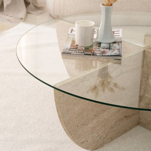 Τραπεζάκι Σαλονιού Andros Travertine 90x90x30 εκ. Μελαμίνης