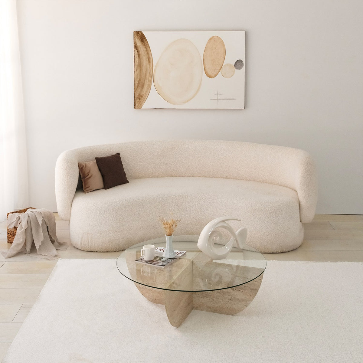 Τραπεζάκι Σαλονιού Andros Travertine 90x90x30 εκ. Μελαμίνης