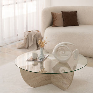 Τραπεζάκι Σαλονιού Andros Travertine 90x90x30 εκ. Μελαμίνης