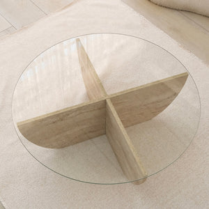 Τραπεζάκι Σαλονιού Andros Travertine 90x90x30 εκ. Μελαμίνης
