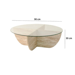 Τραπεζάκι Σαλονιού Andros Travertine 90x90x30 εκ. Μελαμίνης