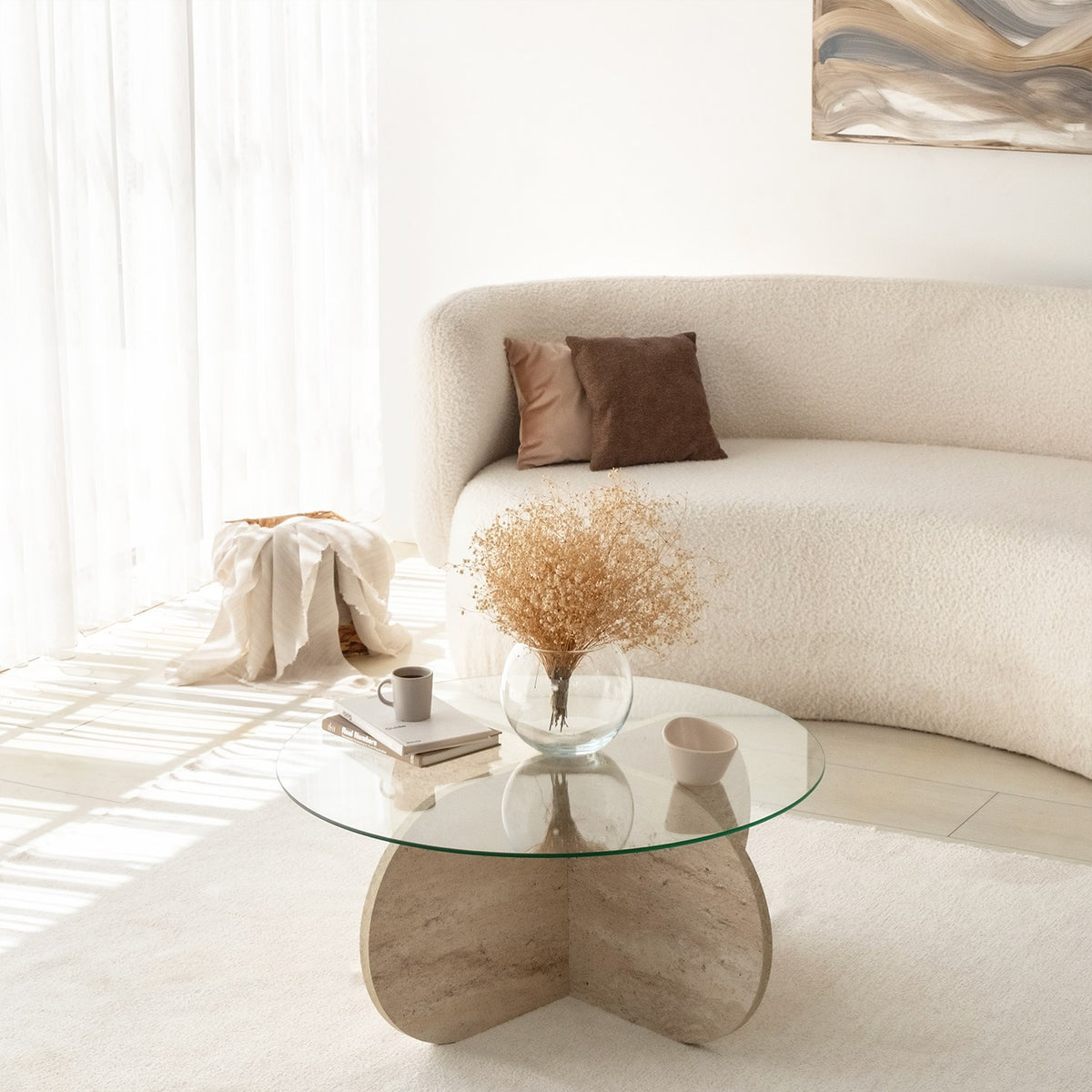 Τραπεζάκι Σαλονιού Doxa Travertine 75x75x35 εκ. Μελαμίνης