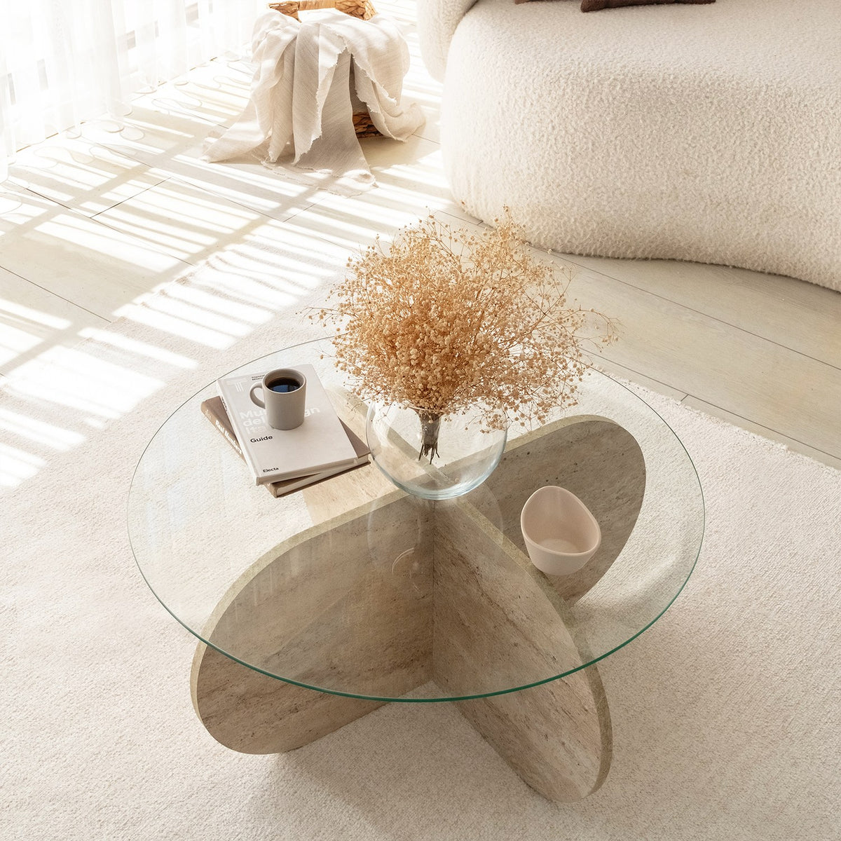 Τραπεζάκι Σαλονιού Doxa Travertine 75x75x35 εκ. Μελαμίνης